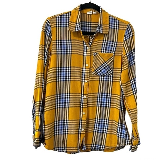 Gap Yellow & Blue Plaid Button Down Flannel Shirt - Picture 1 of 4